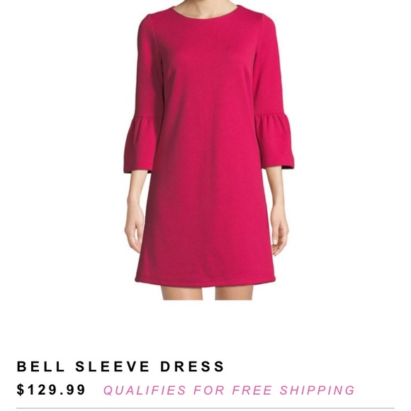 NWT Black Tape_ Fuchsia Bell-Sleeve Dress - Picture 2 of 4